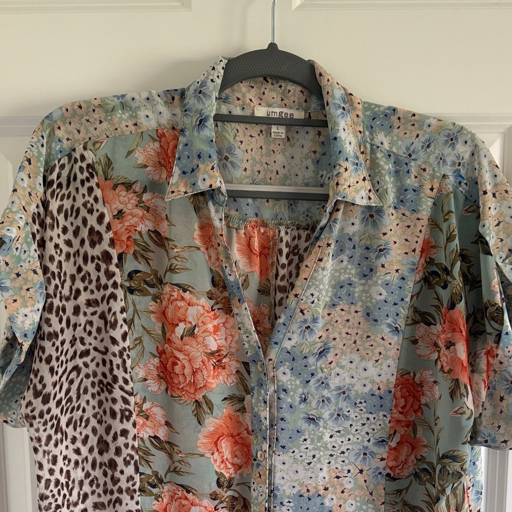 Umgee Size Large Patchwork Floral And Leopard Pri… - image 3